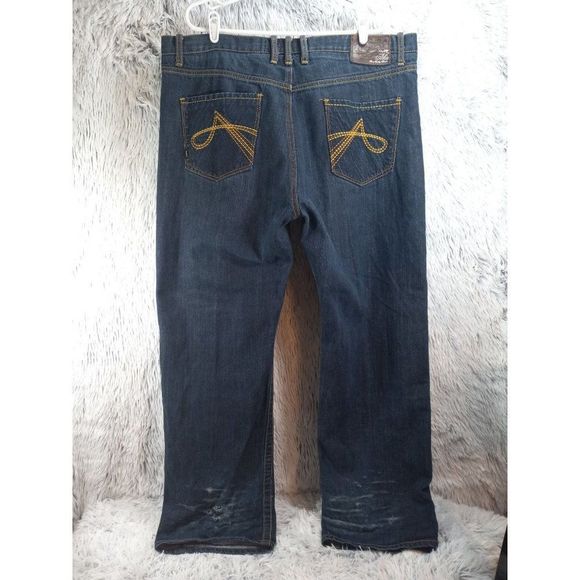 Akademiks Men's Relaxed Jeans - Dark Blue - Picture 2 of 15